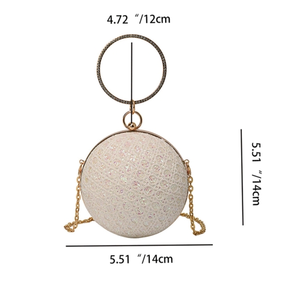 Black Glam Crystal Disco Ball Evening Cross Body/Shoulder Purse - Picture 4 of 7